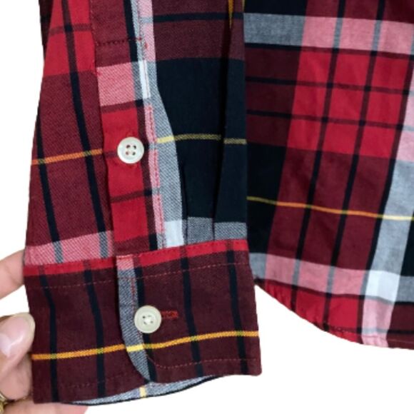CHAPS BIG BOYS’ RED MULTICOLOR BUTTON DOWN FLANNEL SHIRT Size-L(14-16) - Picture 2 of 6